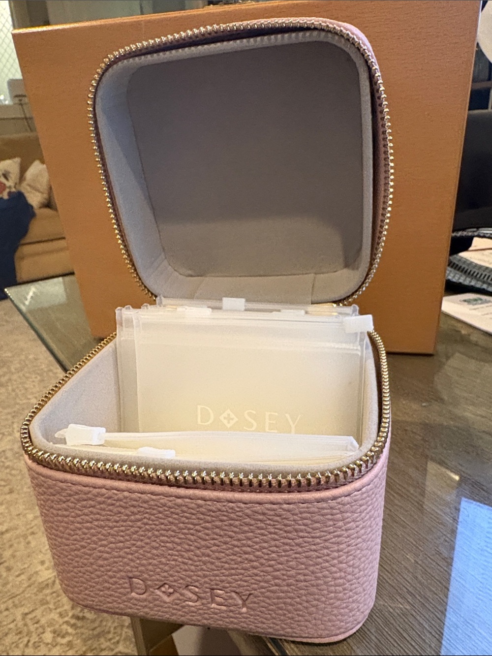 else Pink Travel medicine Case with Gold Zipper